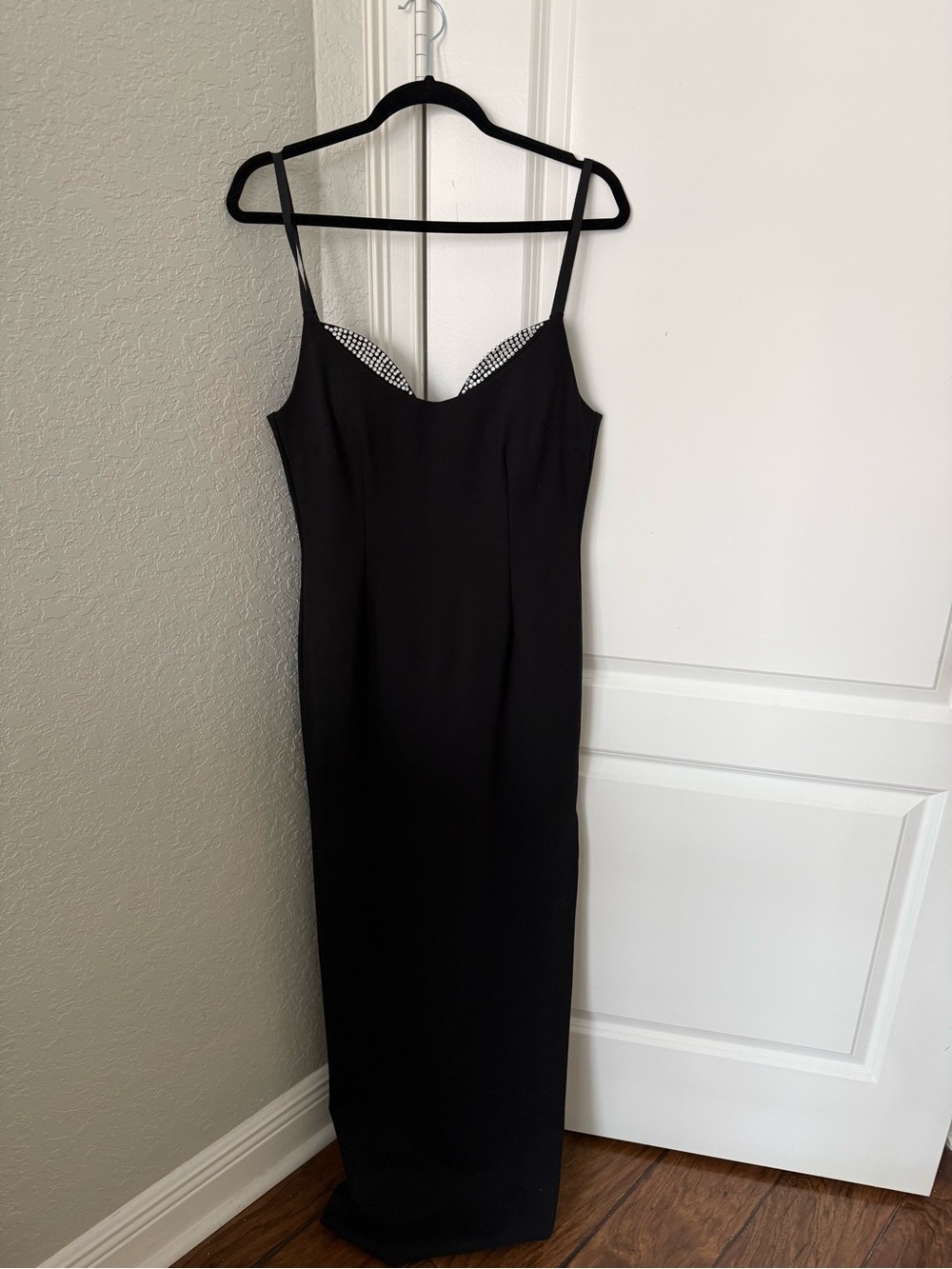 Good American Black Spaghetti Strap Maxi Dress with Side Slit - Picture 2 of 3